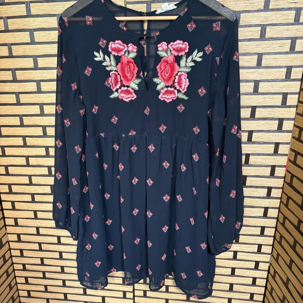 Taylor‎ & Sage Black Floral Dress Size XL